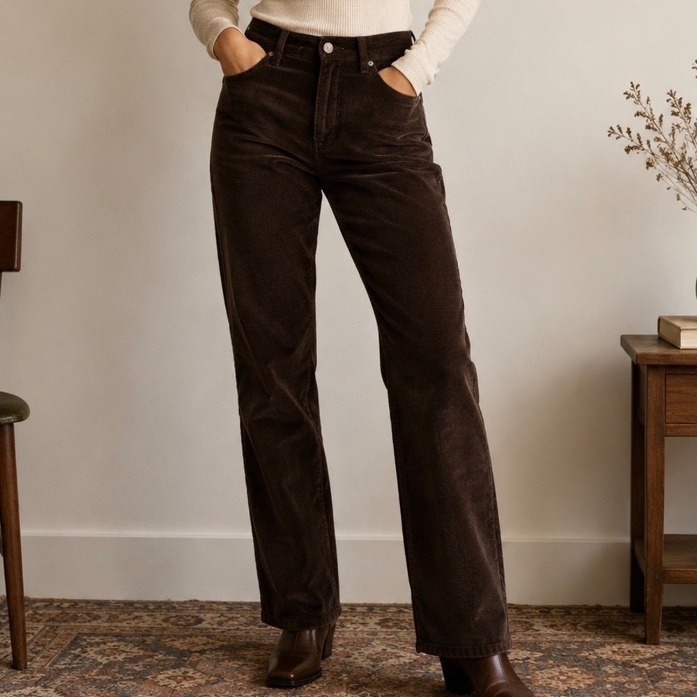 VTG Ralph Lauren Y2K Lauren Jeans Co  Brown Corduroy Straight Pants Womens Sz 12